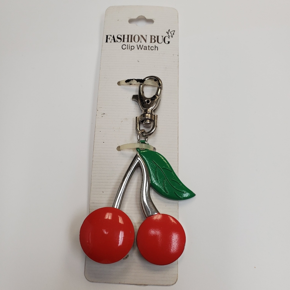 Overload By Accutime Peek a Boo Cherries Watch Keyring  Quartz NWT